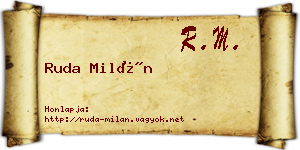 Ruda Milán névjegykártya